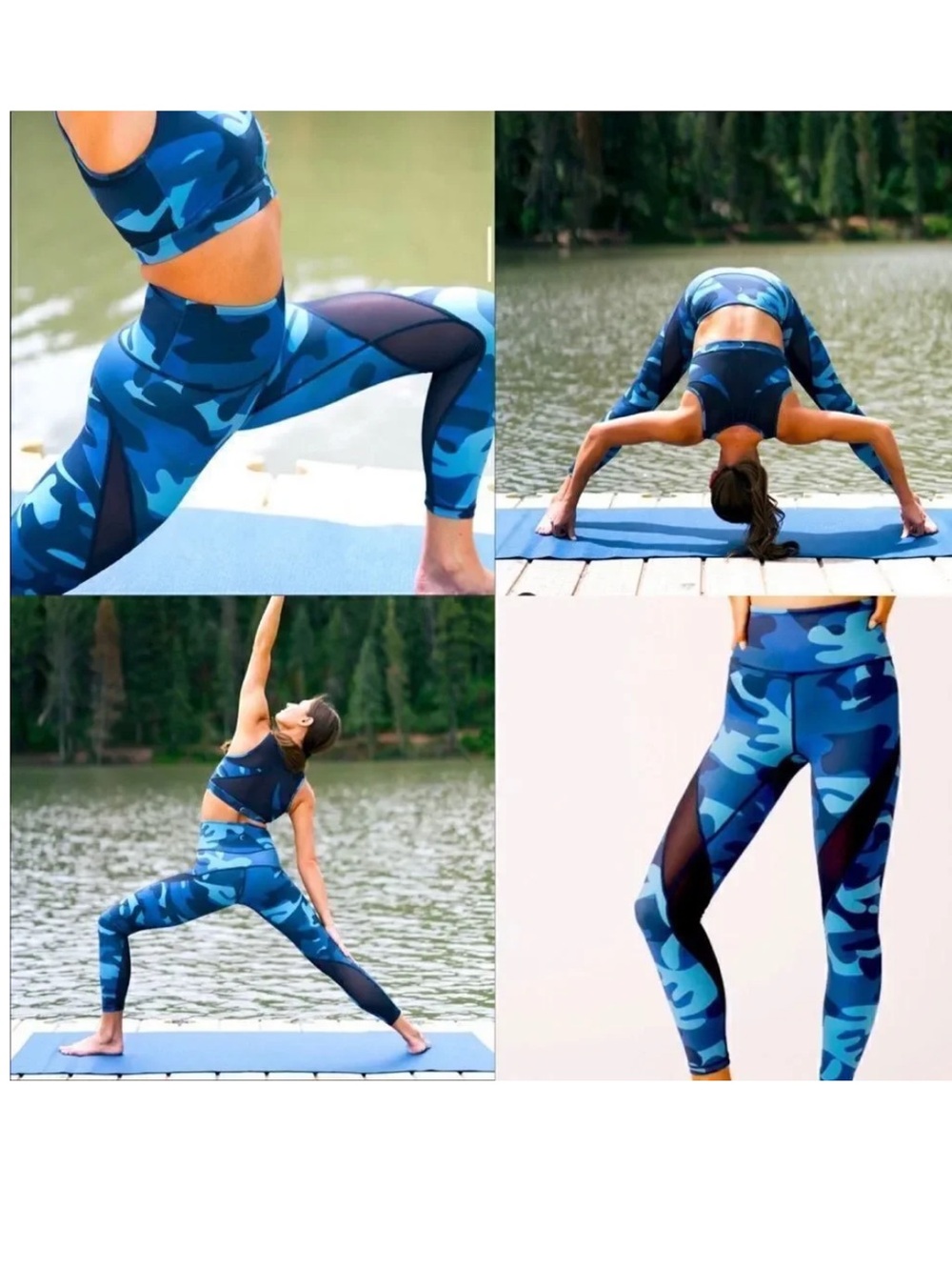 NWT ZYIA Navy Camo Mesh Light n Tight Hi Rise 7/8 Leggings Size 4
